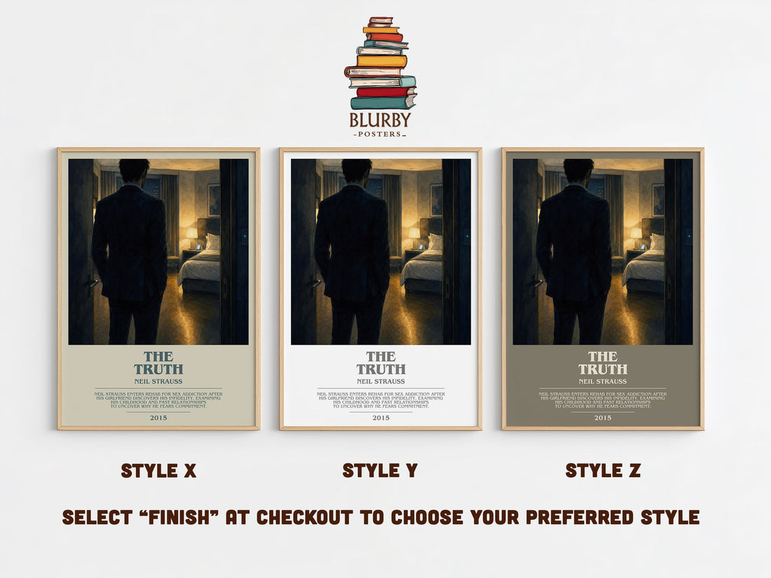 The truth bookish print in frame leaning in hallway – memoir wall art (mockup)