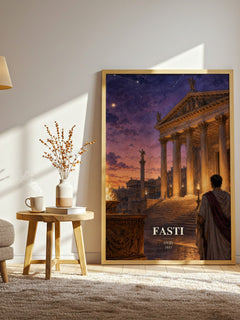 Fasti watercolour print in frame leaning in hallway – poetry wall art