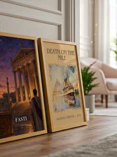 Fasti watercolour print framed by window – literary home decor