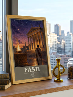 Fasti book cover print framed by window – literary home decor