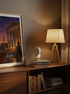 Fasti watercolour print on bookshelf – Ovid fan gift
