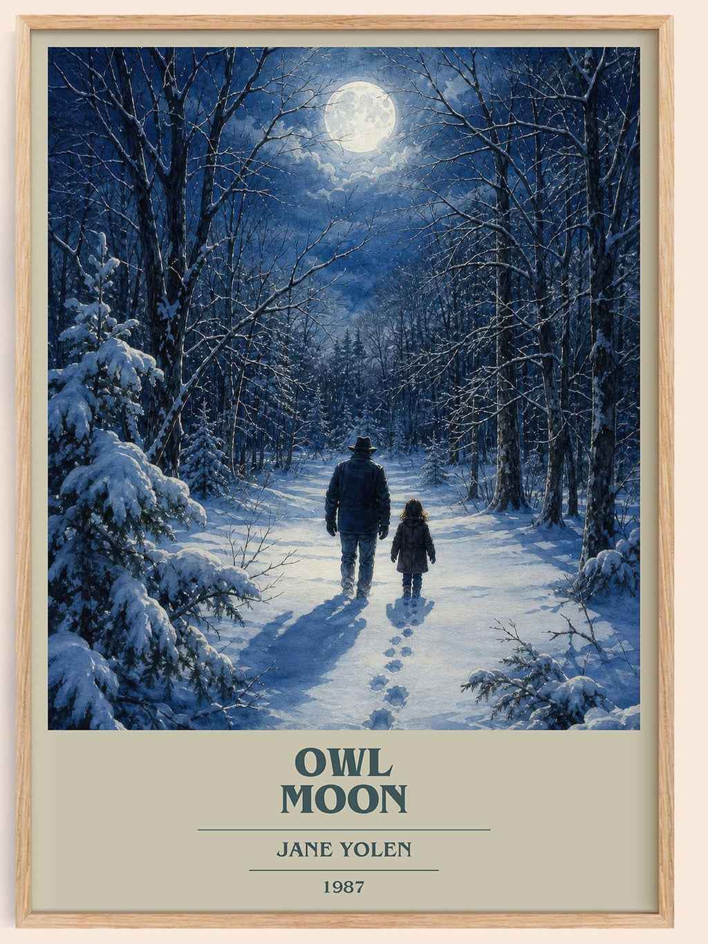 Owl Moon book cover book poster by Jane Yolen – framed literary art print