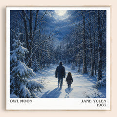 Owl Moon literary book poster by Jane Yolen – framed literary art print