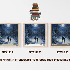 Owl Moon literary print in frame leaning in hallway – childrens wall art