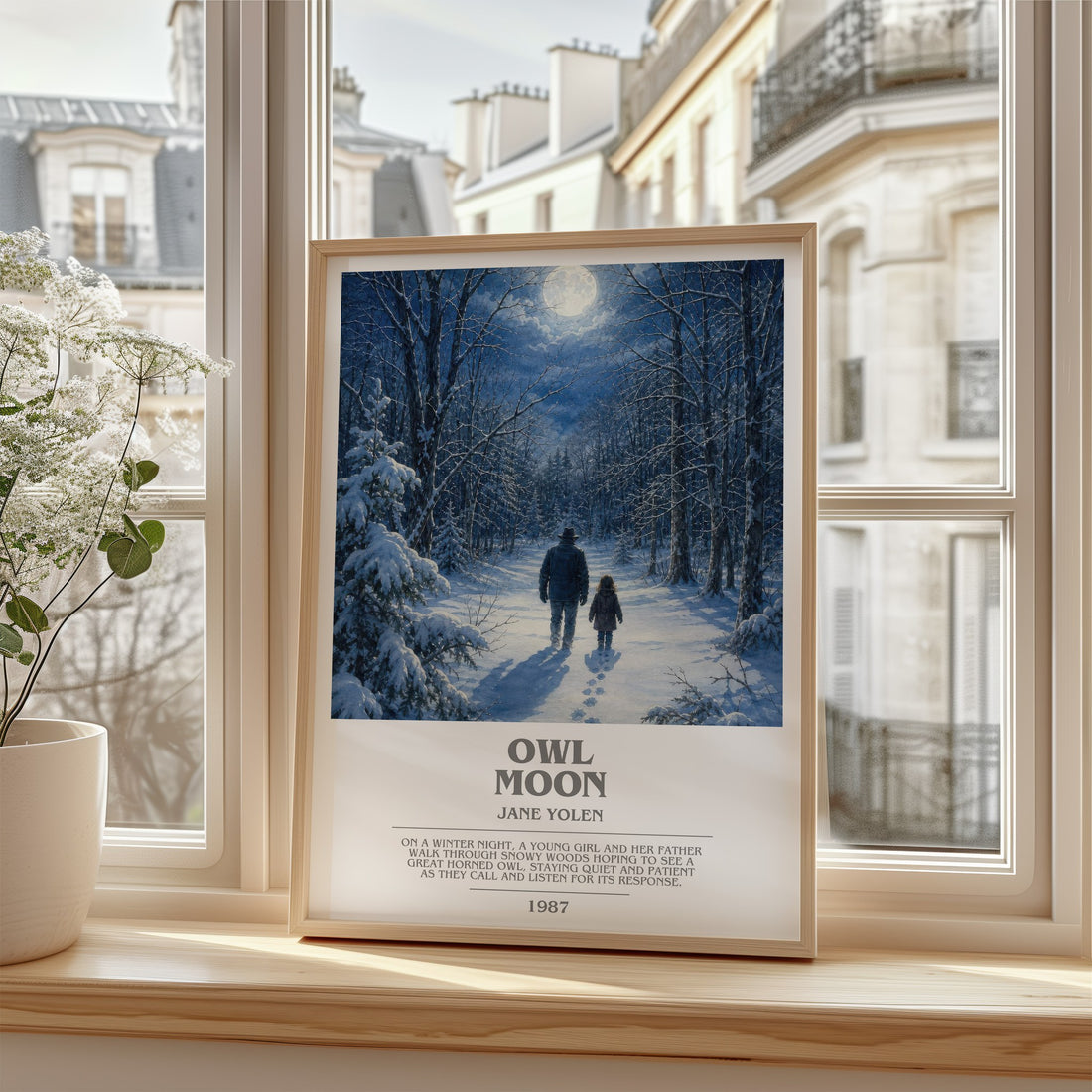 Owl Moon bookish poster colour and style options – Jane Yolen book art
