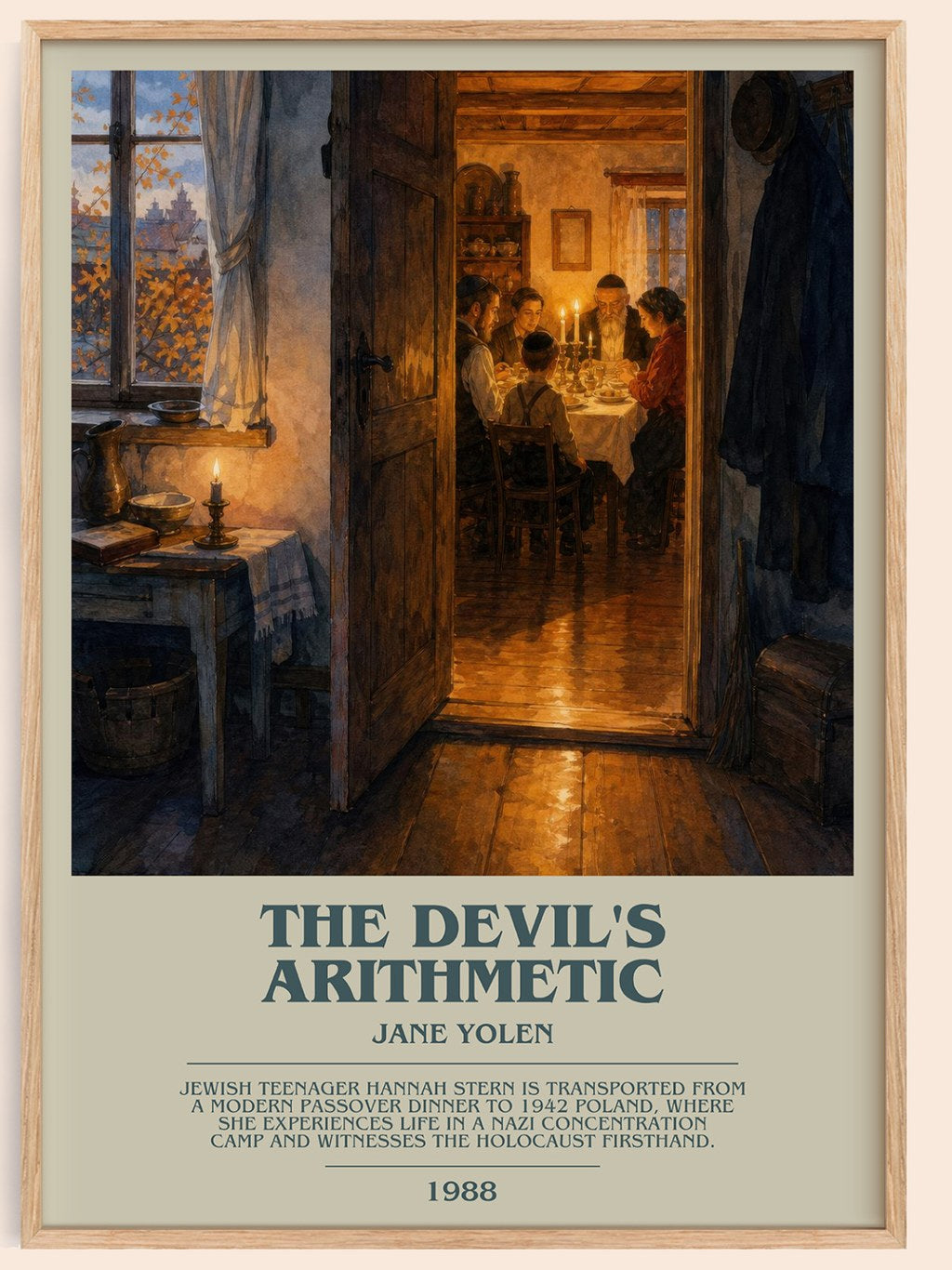 The devil's arithmetic bookish book poster by Jane Yolen – framed literary art print