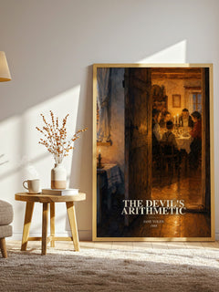 The devil's arithmetic watercolour print in frame leaning in hallway – historical fiction wall art
