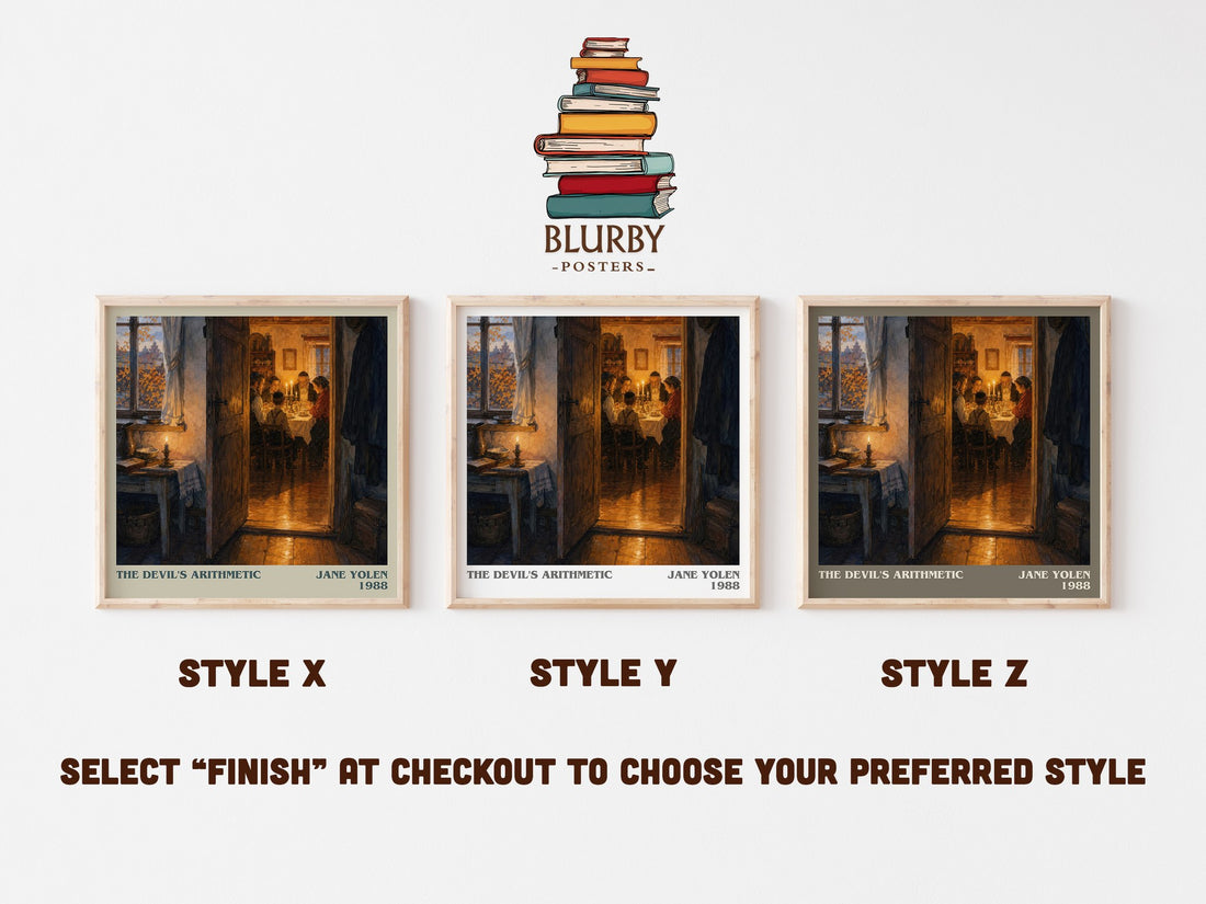 The devil's arithmetic literary print in frame leaning in hallway – historical fiction wall art (mockup)