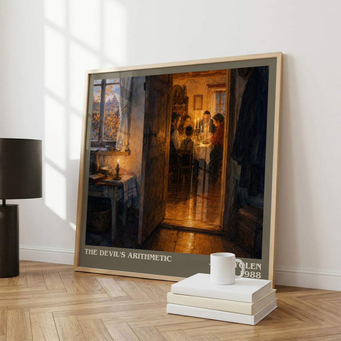 The devil's arithmetic literary print framed by window – literary home decor