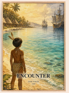 Encounter watercolour book poster by Jane Yolen – framed literary art print