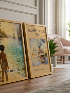 Encounter watercolour print framed by window – literary home decor