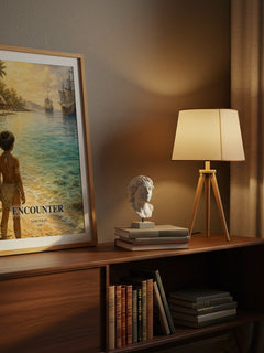 Encounter watercolour print on bookshelf – Jane Yolen fan gift
