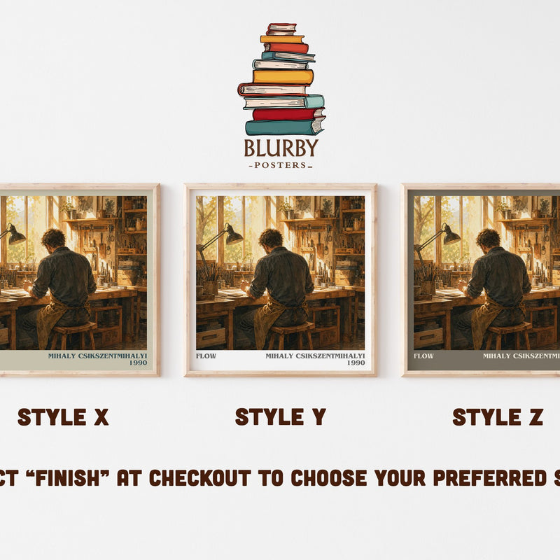 Flow literary print in frame leaning in hallway – non fiction wall art