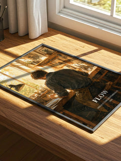Flow watercolour book poster framed on wall – non fiction wall art