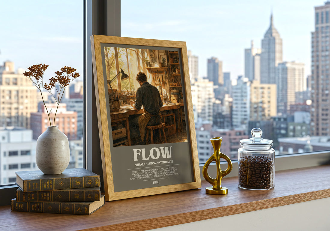 Flow bookish print framed by window – literary home decor