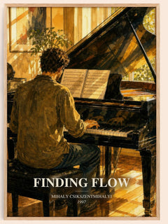 Finding flow watercolour book poster by Mihaly Csikszentmihalyi – framed literary art print