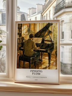 Finding flow book cover poster colour and style options – Mihaly Csikszentmihalyi book art