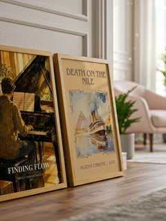 Finding flow watercolour print framed by window – literary home decor