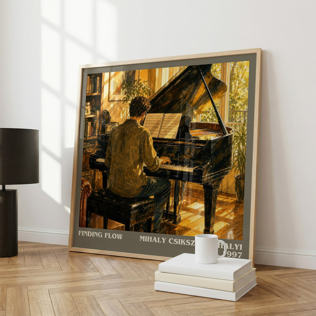 Finding flow literary print framed by window – literary home decor