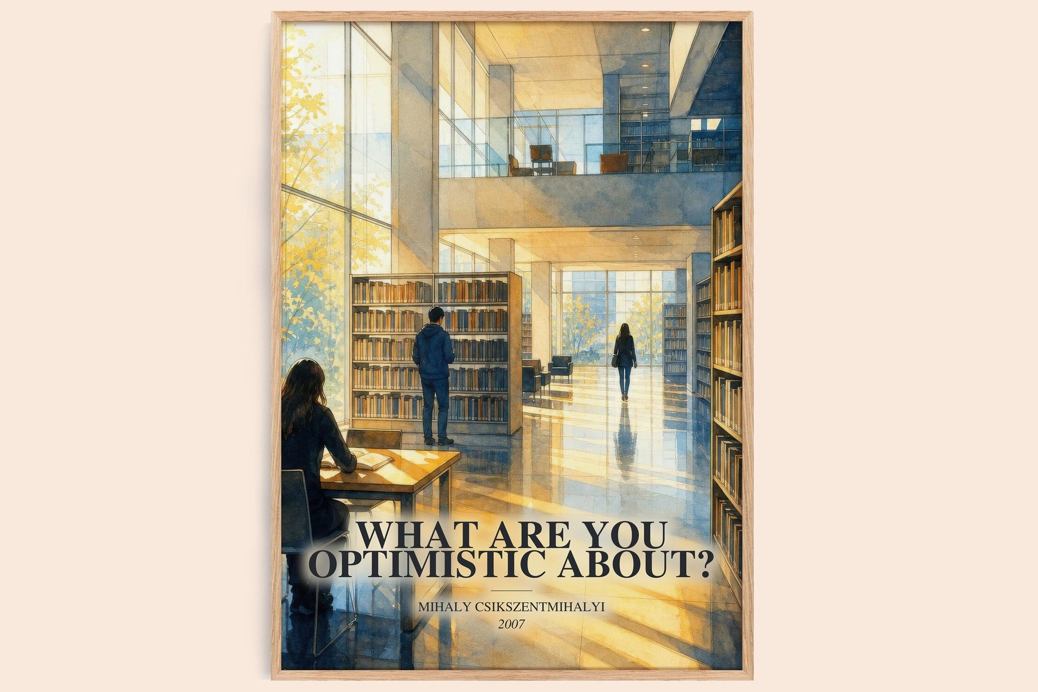 What Are You Optimistic About? Book Watercolour Illustration by Mihaly Csikszentmihalyi