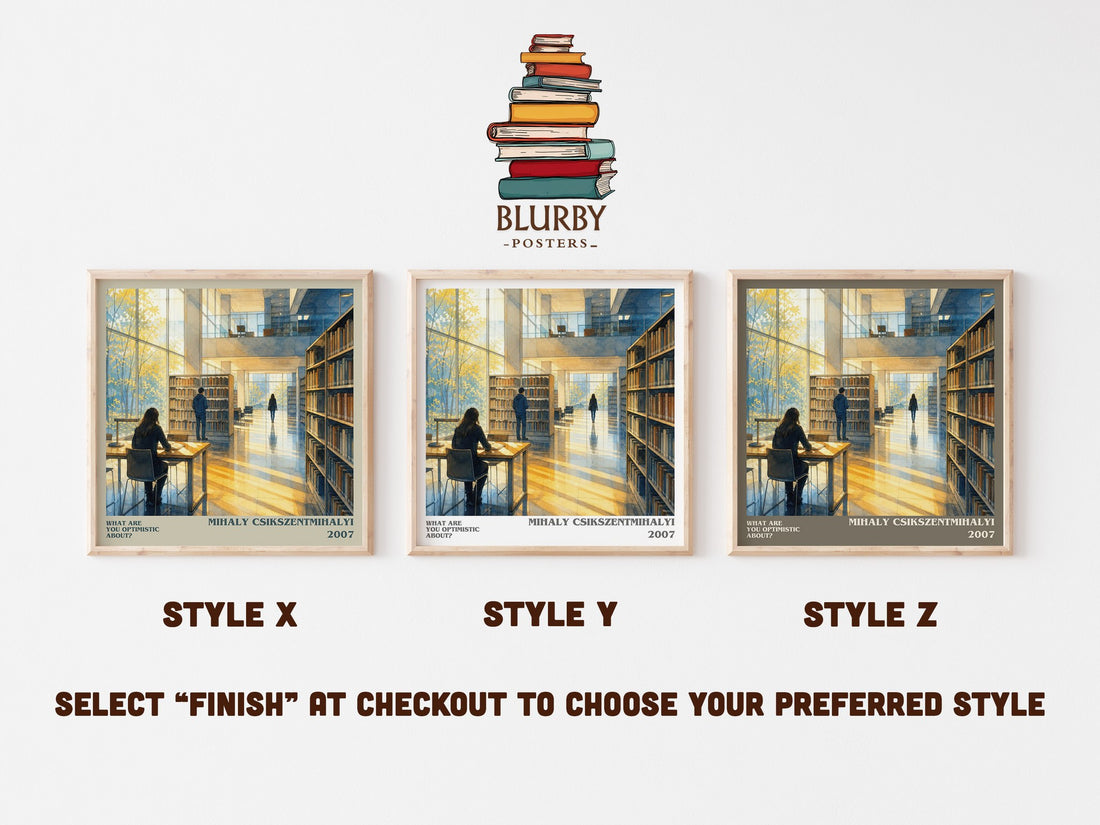 What Are You Optimistic About? literary print in frame leaning in hallway – non fiction wall art (mockup)
