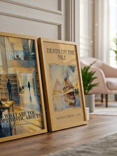 What Are You Optimistic About? watercolour print framed by window – literary home decor