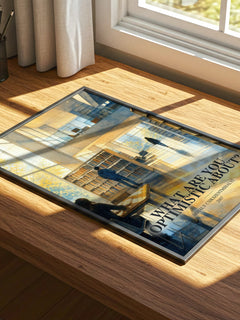 What Are You Optimistic About? watercolour book poster framed on wall – non fiction wall art