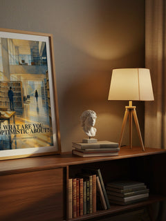 What Are You Optimistic About? watercolour print on bookshelf – Mihaly Csikszentmihalyi fan gift