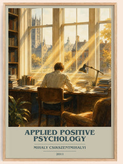 Applied positive psychology book cover book poster by Mihaly Csikszentmihalyi – framed literary art print