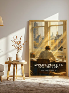 Applied positive psychology watercolour print in frame leaning in hallway – non fiction wall art