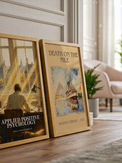 Applied positive psychology watercolour print framed by window – literary home decor
