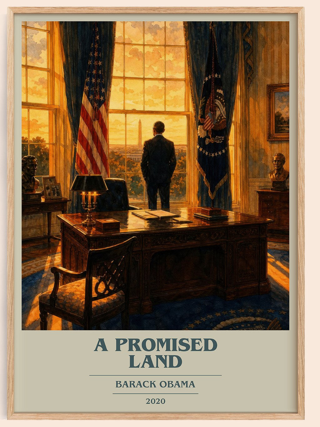 A Promised Land book cover book poster by Barack Obama – framed literary art print
