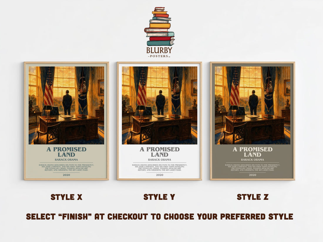 A Promised Land bookish print in frame leaning in hallway – memoir wall art (mockup)