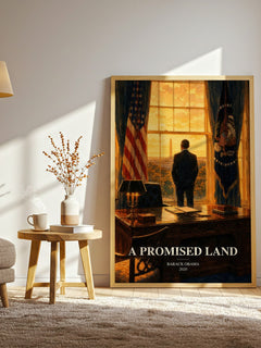 A Promised Land watercolour print in frame leaning in hallway – memoir wall art