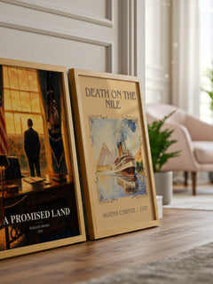 A Promised Land watercolour print framed by window – literary home decor