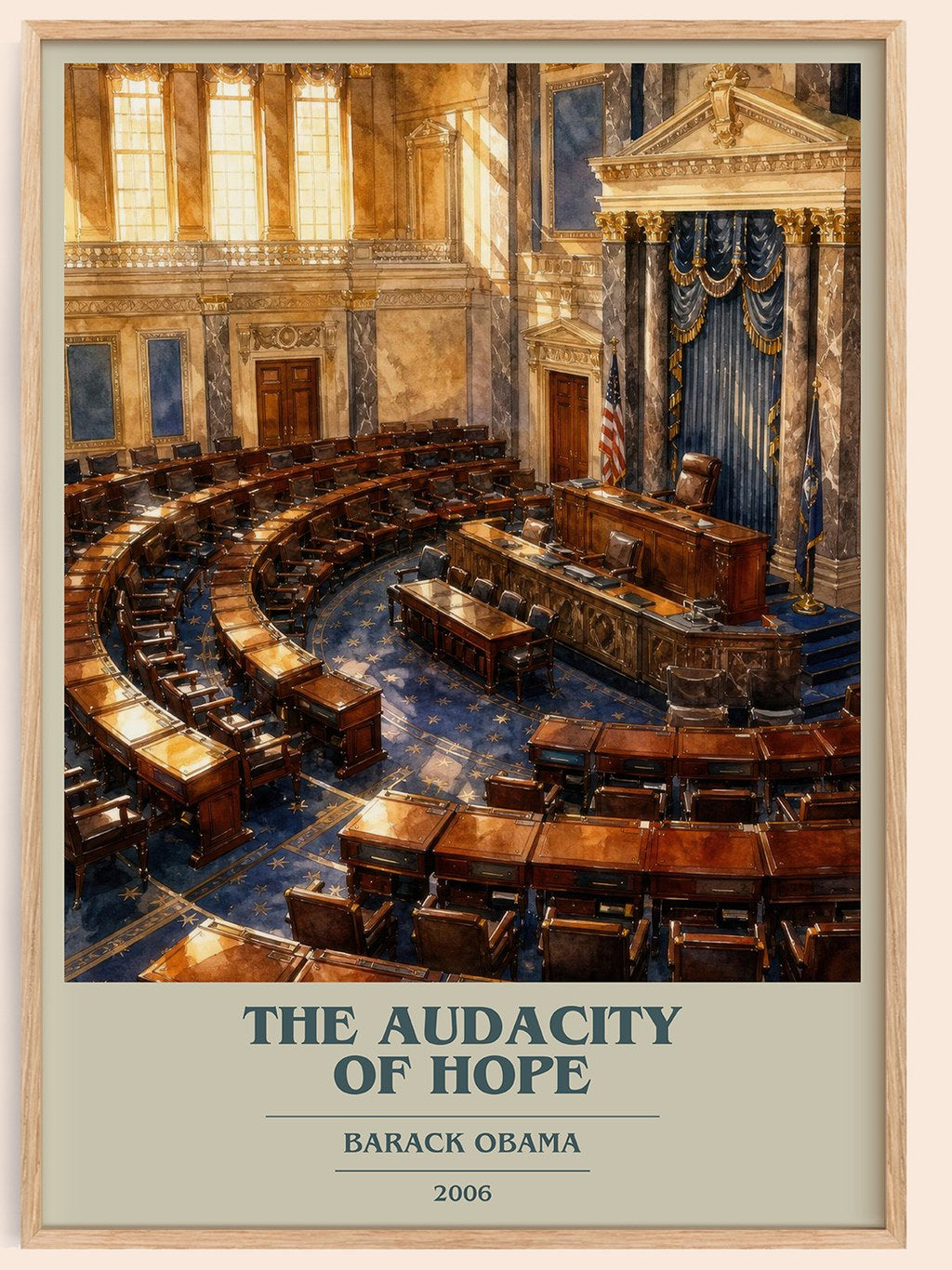The Audacity of Hope book cover book poster by Barack Obama – framed literary art print