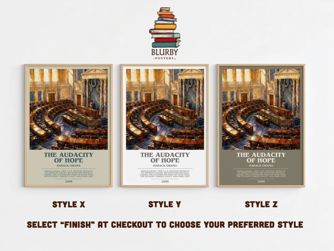 The Audacity of Hope bookish print in frame leaning in hallway – memoir wall art (mockup)