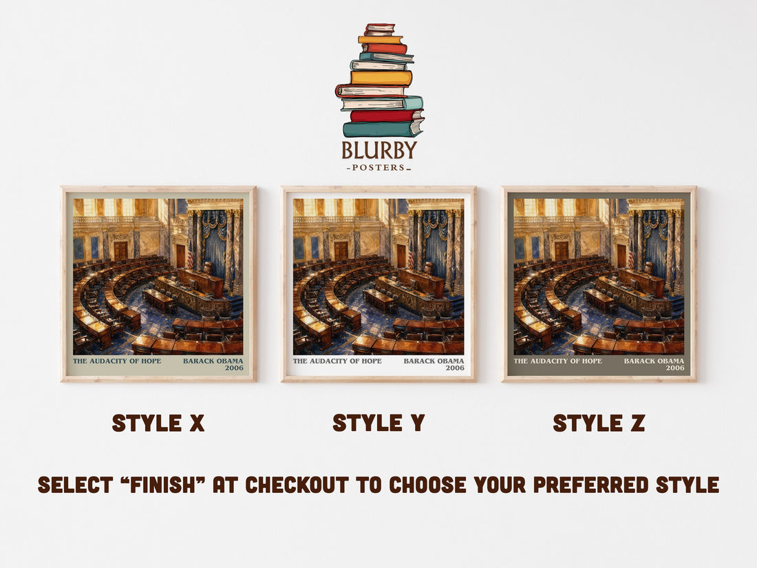 The Audacity of Hope literary print in frame leaning in hallway – memoir wall art (mockup)