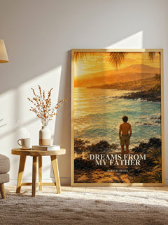Dreams from My Father watercolour print in frame leaning in hallway – memoir wall art