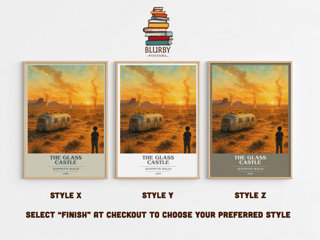 The Glass Castle book cover print in frame leaning in hallway – memoir wall art (mockup)