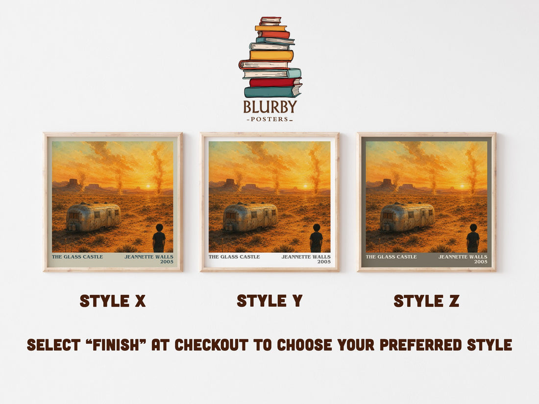 The Glass Castle literary print in frame leaning in hallway – memoir wall art (mockup)