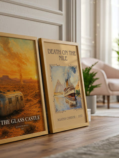 The Glass Castle watercolour print framed by window – literary home decor