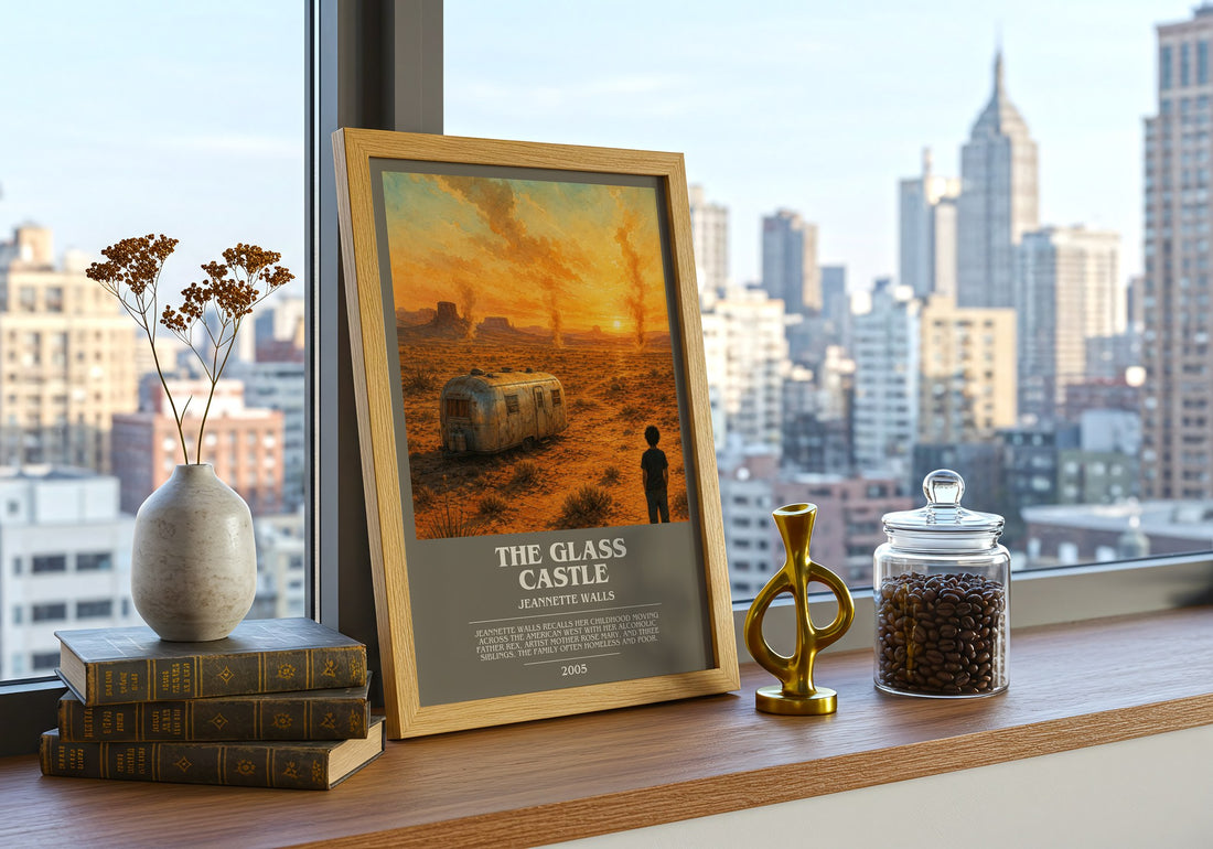 The Glass Castle bookish print framed by window – literary home decor