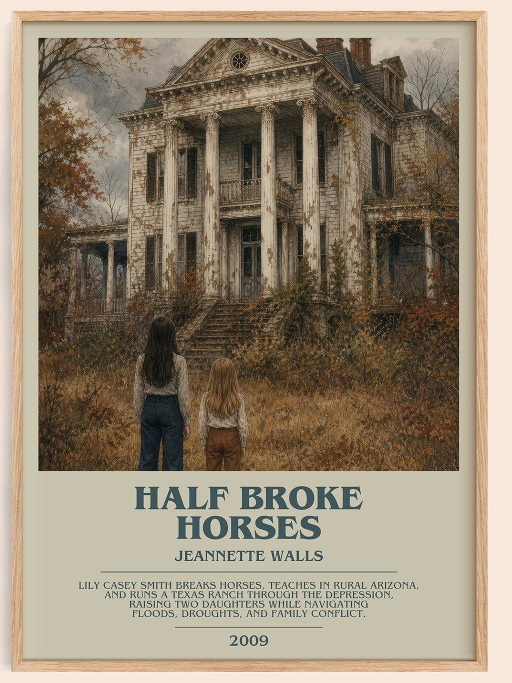 Half broke horses bookish book poster by Jeannette Walls – framed literary art print