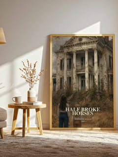 Half broke horses watercolour print in frame leaning in hallway – memoir wall art