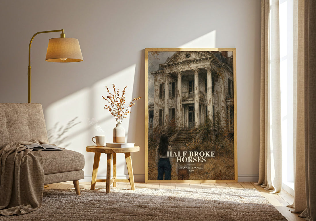 Half broke horses watercolour print in frame leaning in hallway – memoir wall art
