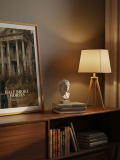 Half broke horses watercolour print on bookshelf – Jeannette Walls fan gift