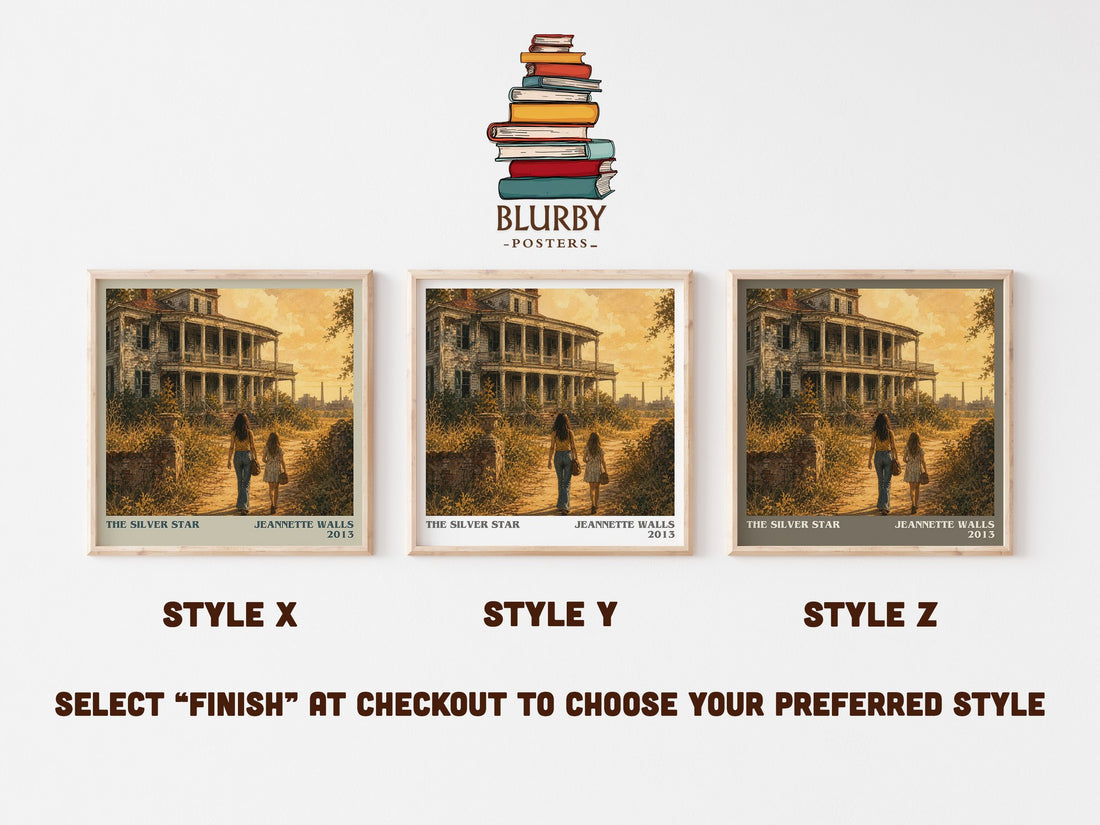 The silver star literary print in frame leaning in hallway – coming of age wall art (mockup)