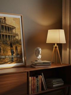 The silver star watercolour print on bookshelf – Jeannette Walls fan gift