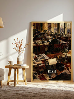 Dish watercolour print in frame leaning in hallway – memoir wall art